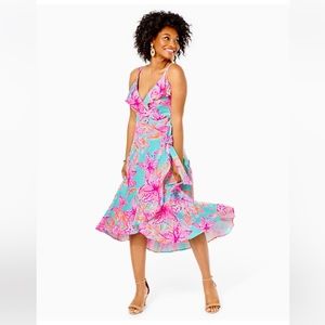 👗 Lilly Pulitzer Fontaine Printed Knee-Length Wrap Dress